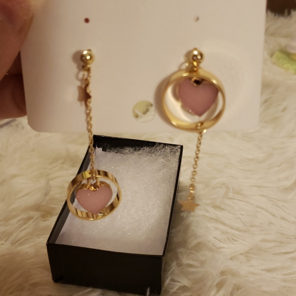 Stone Heart Dangle Star Earrings 2/20$ - Picture 5 of 6